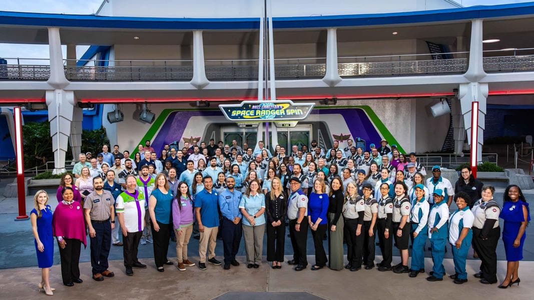 Magic Kingdom Cast Members Participate in Ribbon Cutting For Buzz Lightyear’s Space Ranger Spin