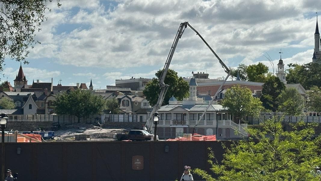 Concrete Work Underway Near Liberty Square Riverboat Landing for Piston Peak National Park