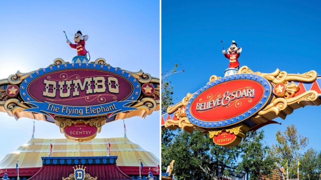 Scentsy Branding Added to Dumbo the Flying Elephant Sign at Magic Kingdom as Company Officially Becomes Presenting Sponsor