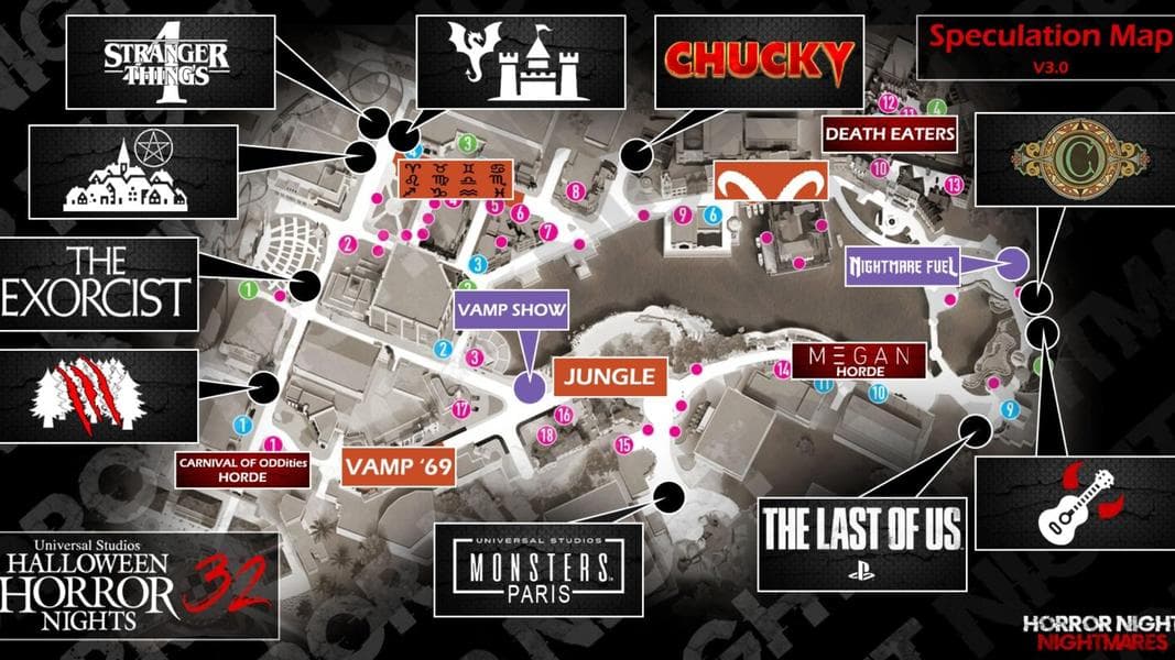 New Halloween Horror Nights 32 Speculation Map Features ‘Stranger Things,’ Dr. Oddfellow, M3gan, and More