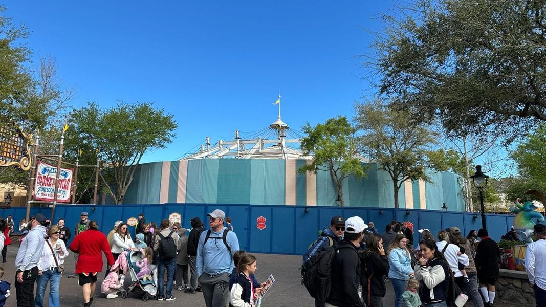 Big Top Souvenirs Topless & Surrounded by Striped Scrim in Magic Kingdom