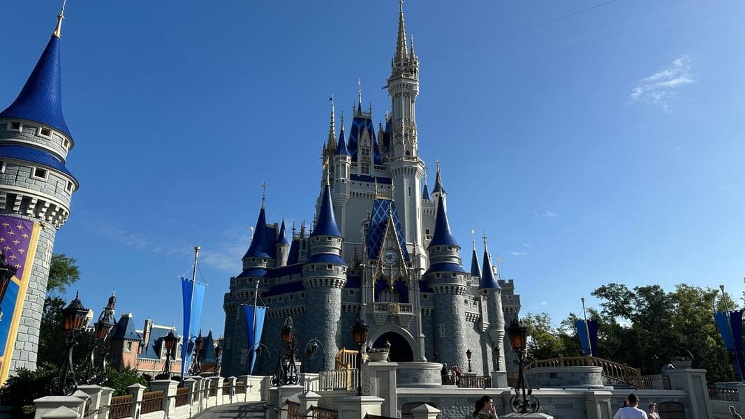 Cinderella Castle Painting Continues on Highest Tower at Magic Kingdom