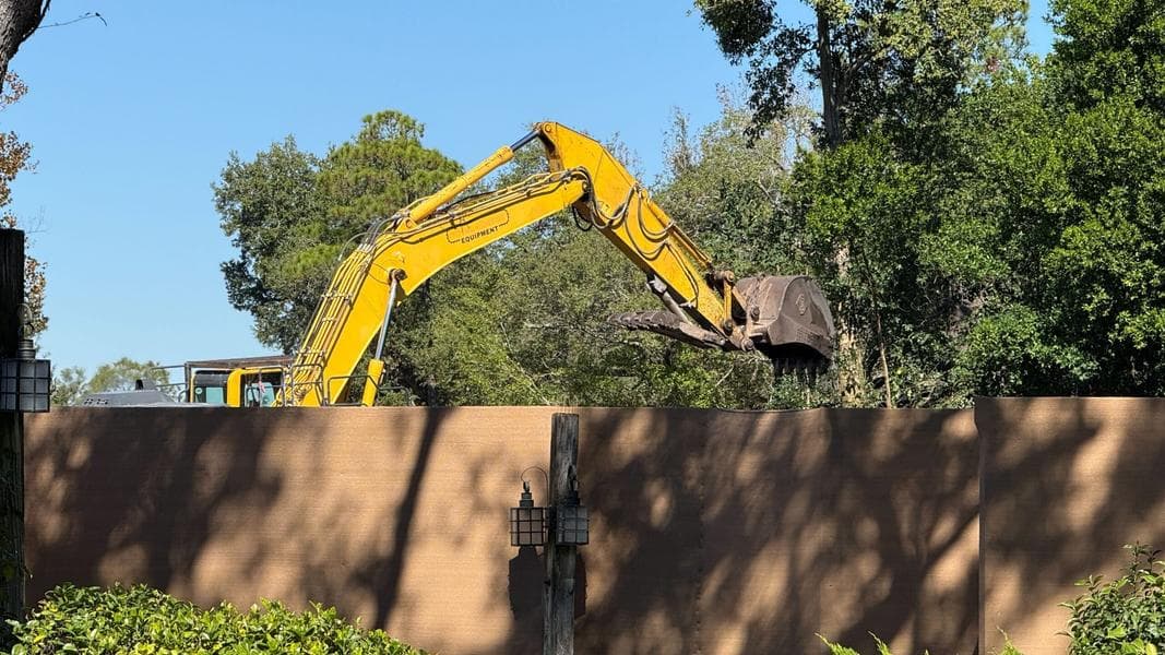 Excavator at Work in Former Rivers of America at Magic Kingdom