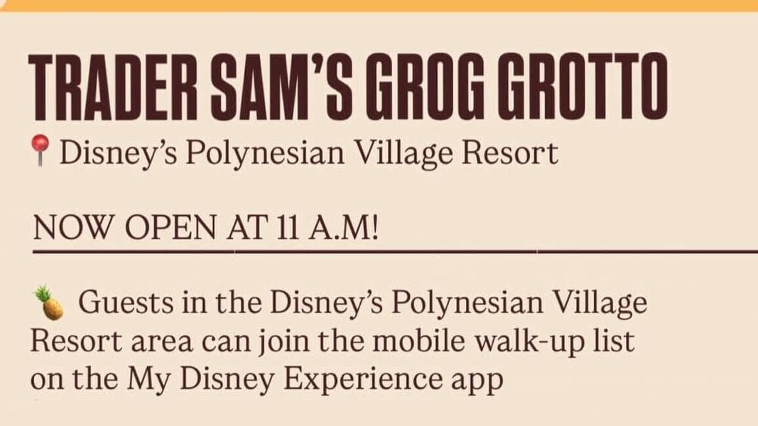 Mobile Walk-Up Waitlist Available at Trader Sam’s Grog Grotto