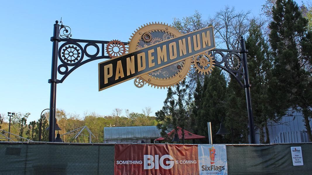 Pandemonium Construction at Six Flags Over Georgia April 2019