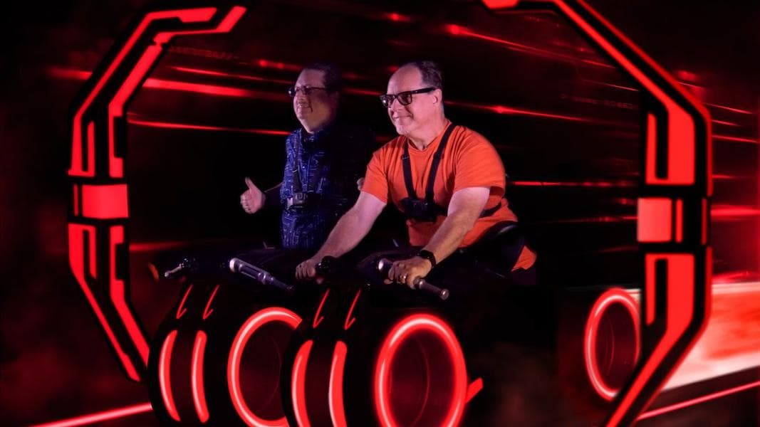 ‘Tron: Ares’ red overlay POV of Tron Lightcycle / Run at Magic Kingdom