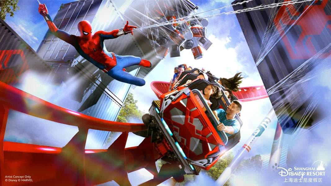 First Look at Ride Track Installed for Spider-Man Coaster at Shanghai Disneyland