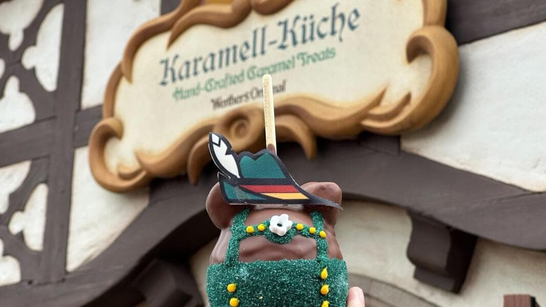 New Mickey Lederhosen Caramel Apple at EPCOT