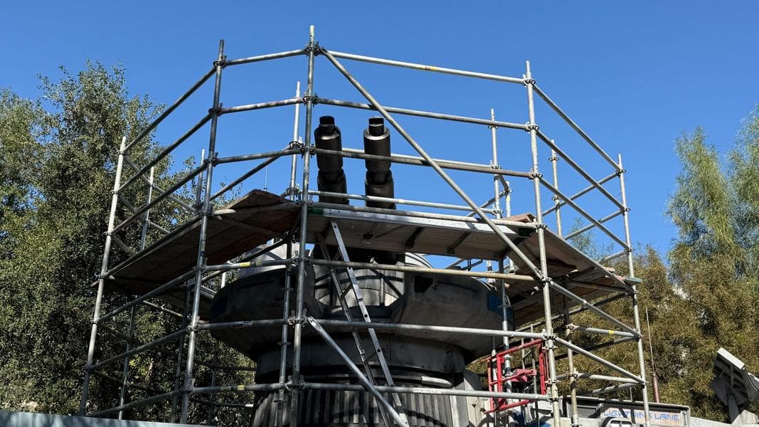 Scaffolding Installed & Repainting at Rise of the Resistance at Disneyland Resort
