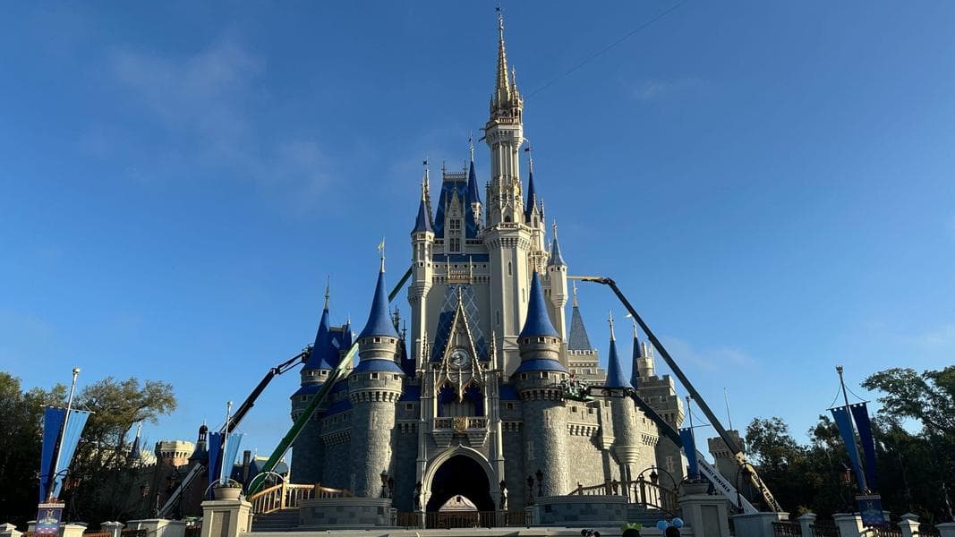 Only One Pink Section Remaining on Cinderella Castle at Magic Kingdom