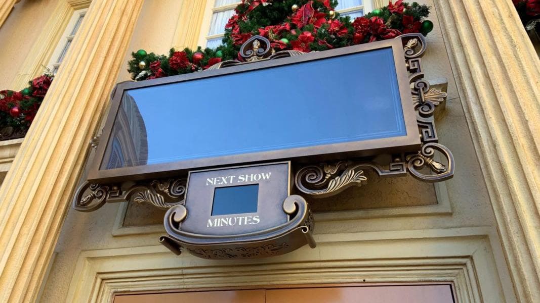 PHOTOS: New Digital Marquee Sign Installed at Palais du Cinema in the France Pavilion Ahead of “Beauty and the Beast” Sing-Along Debut at EPCOT