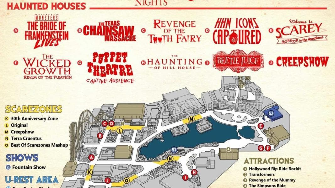 Speculation Map Released for Halloween Horror Nights 30 at Universal Studios Florida, Lists Possible 2021 Houses and Scarezones