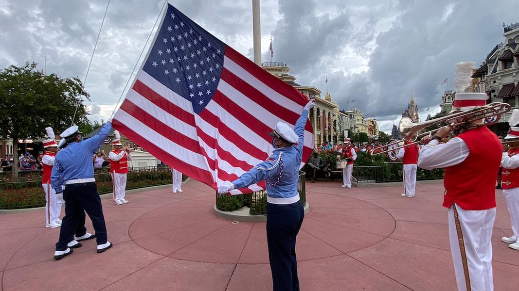 Flag retreat ceremonies return to Walt Disney World, Disneyland