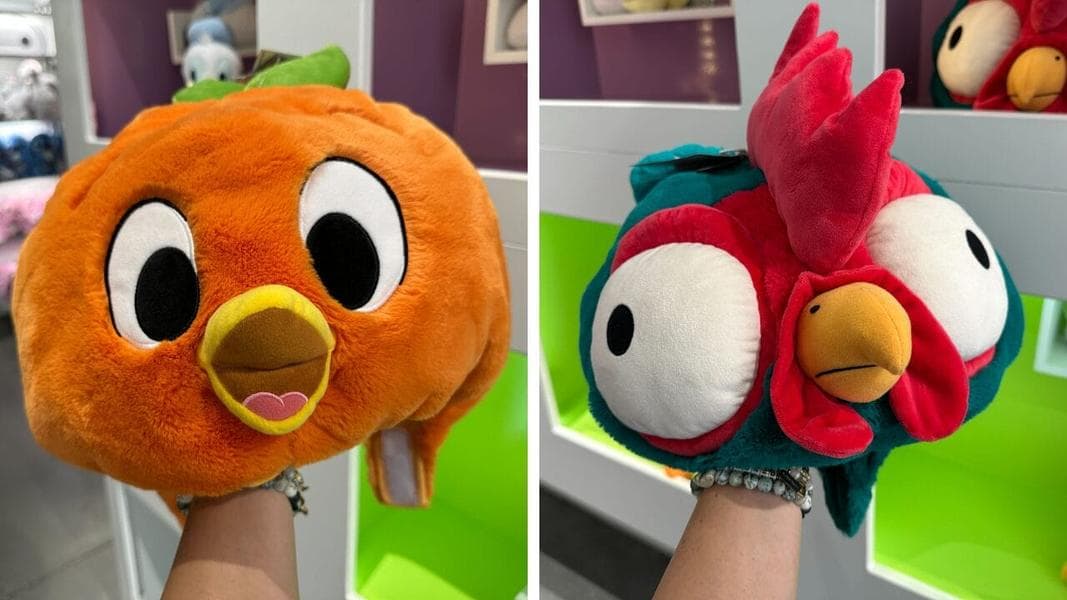 Plush Hats of Famous Fowl Orange Bird and Hei Hei Arrive at Walt Disney World