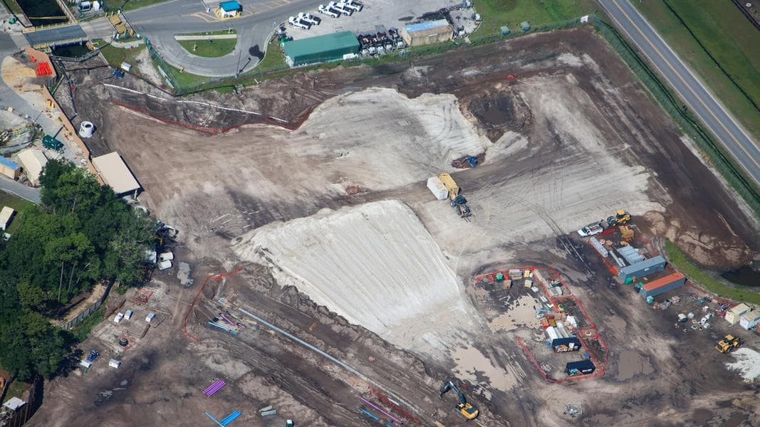 Fresh Sand and Site Grading Marks Future Villains Land Building Locations