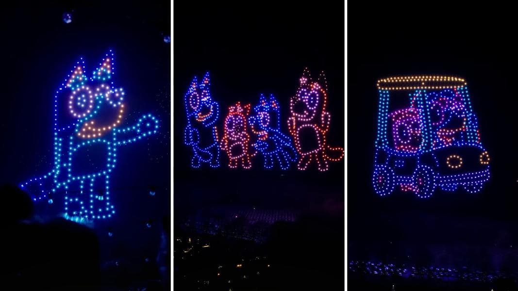 Worlds First ‘Bluey’ Drone Show Celebrates Opening of ‘Bluey’ Roller-Coaster