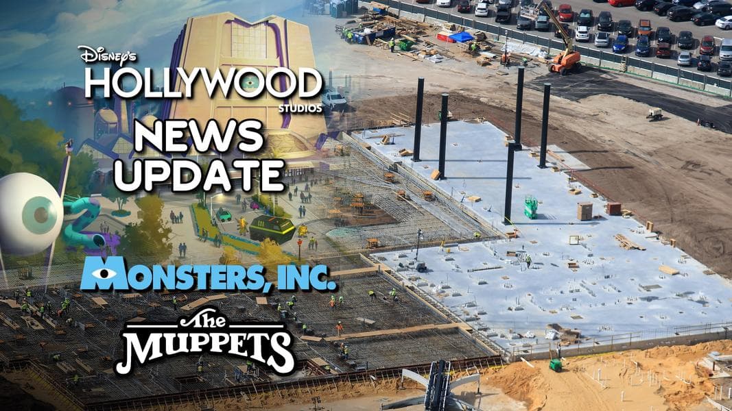 Muppets Rock ‘n’ Roller Coaster & Monsters Inc Land Update — Door Coaster Supports Installed