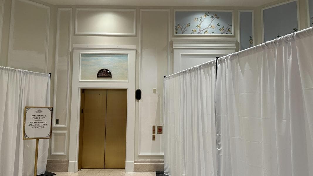 New Grand Floridian Decorative Panel, Wallpaper, Planter Walls Installed in Lobby