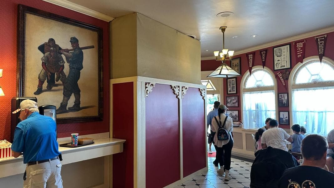 Construction Wall Goes Up in Casey’s Corner Seating Area at Magic Kingdom