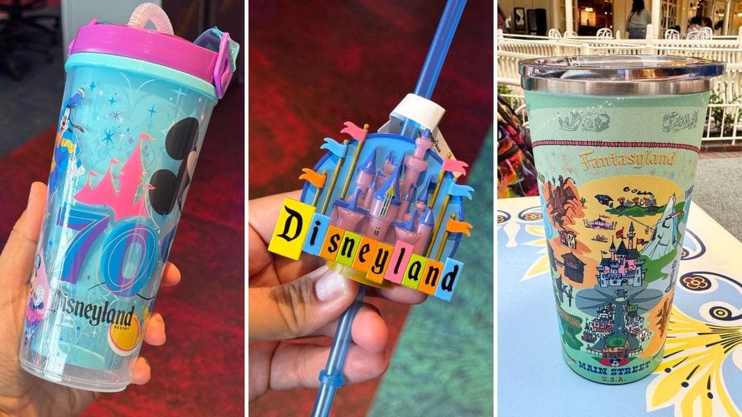 New Disneyland 70th Celebration Tumblers, Sippers, Straw Clips, and More Novelties