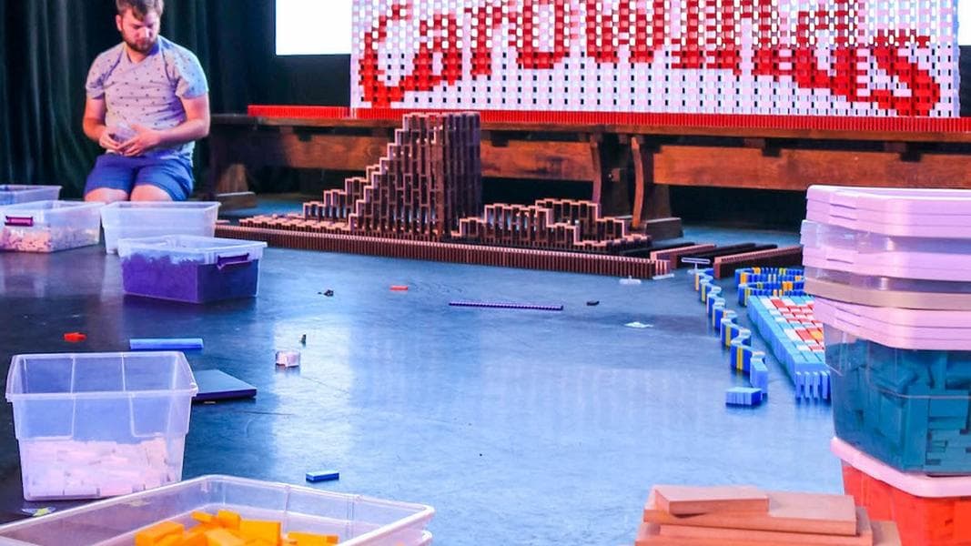 Domino master aims to create a collapsible Carowinds masterpiece