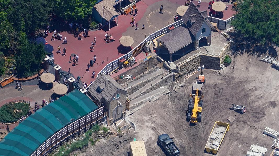 Aerial Photos Show Mike Fink Keel Boat Landing Gone as Piston Peak Construction Progress Continues in Magic Kingdom