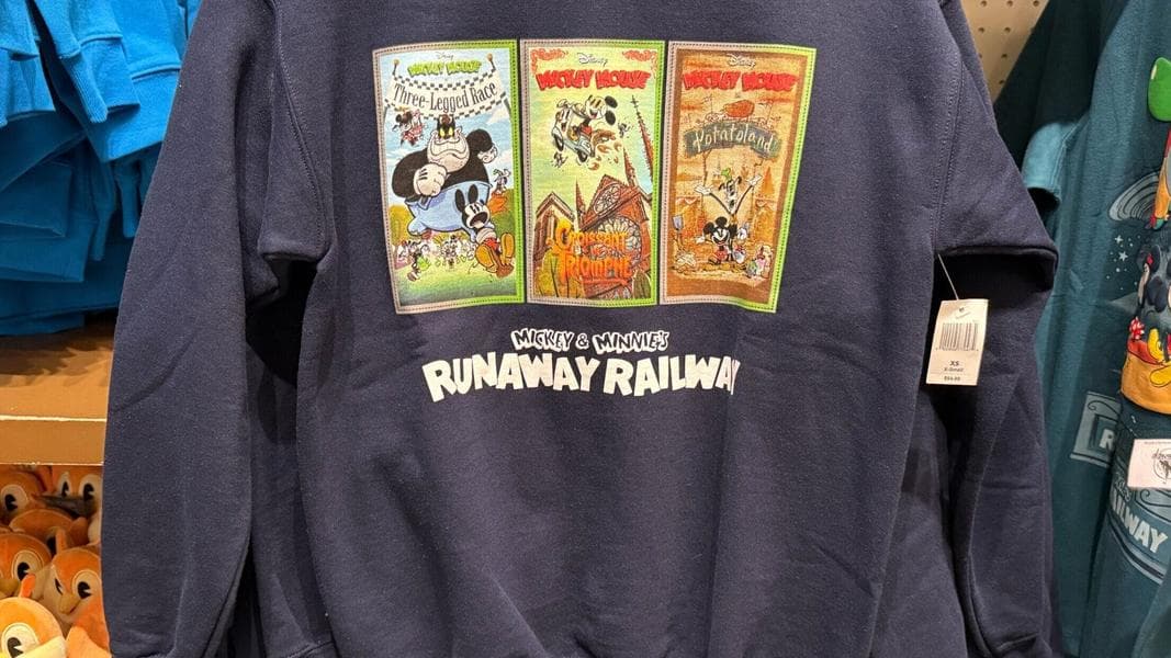 Mickey & Minnie’s Runaway Railway Themed Sweatshirt Arrives at Disneyland