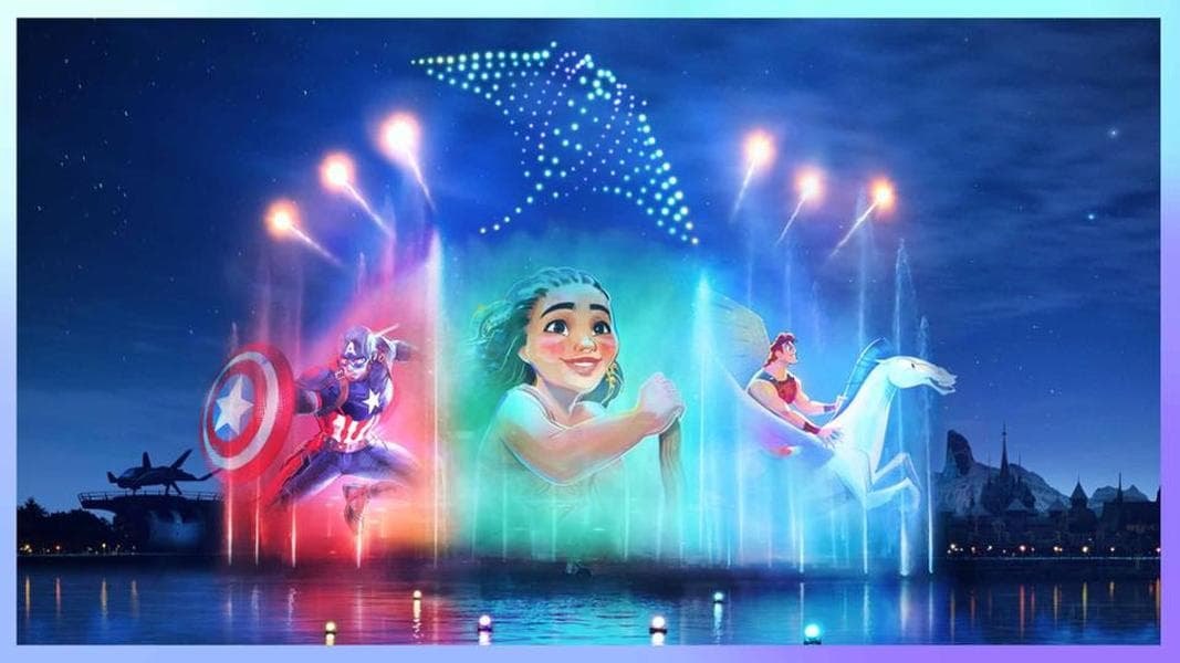 Disney Cascade of Lights: New Disney Adventure World Nighttime Spectacular