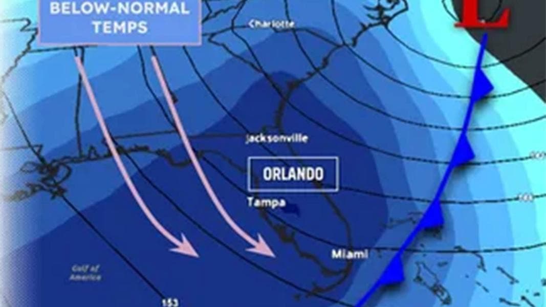 8 Degree Wind Chill at Disney World and Chance of Snow Flurries Increasing for Central Florida