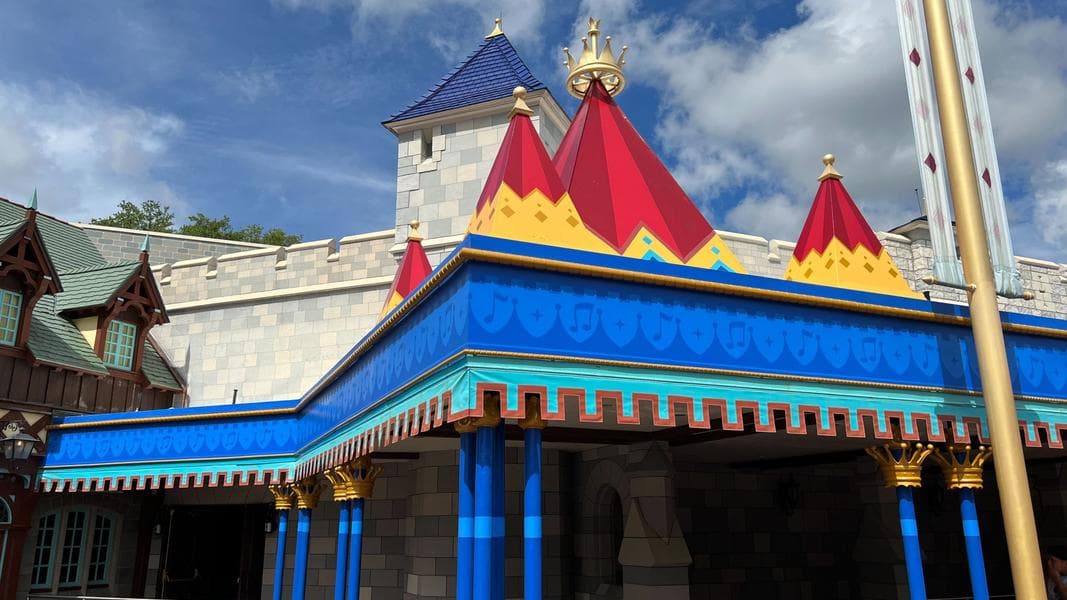 Repainting Begins on Exterior of Mickey’s PhilharMagic in Magic Kingdom