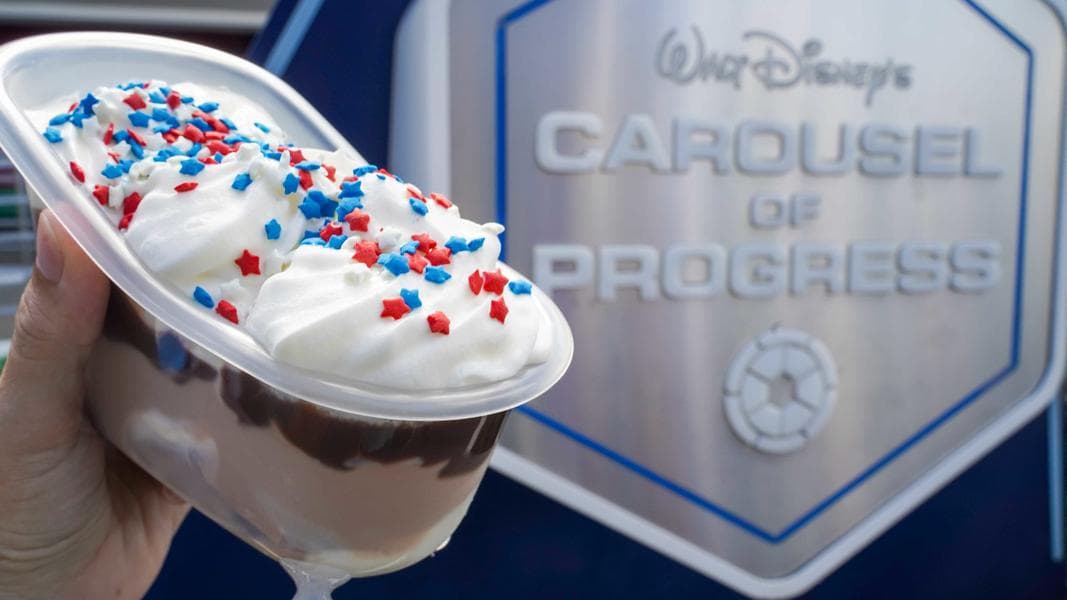 REVIEW: New Uncle Orville Great Big Beautiful Tomorrow Sundae Makes a Splash at Auntie Gravity’s for 50th Anniversary of Magic Kingdom