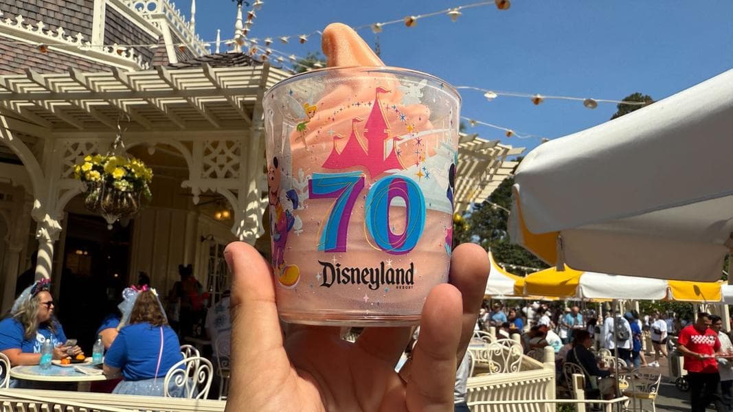 REVIEW: New DOLE Whip Peach with Souvenir Disneyland 70th Anniversary Cup