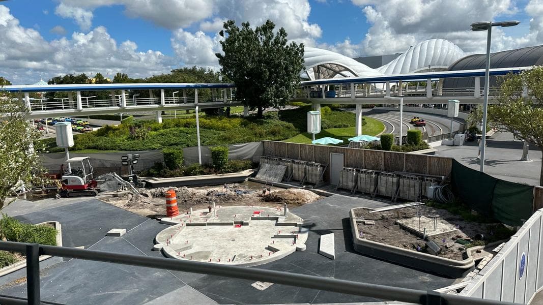 More Sidewalk Completed Around Cool Ship in Magic Kingdom