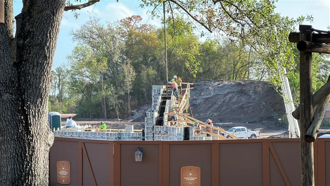 Concrete Pours into Piston Peak National Park Retaining Wall at Magic Kingdom