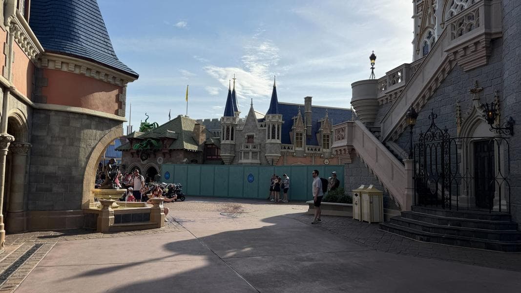 Construction Wall Installed Behind Cinderella Castle at Magic Kingdom