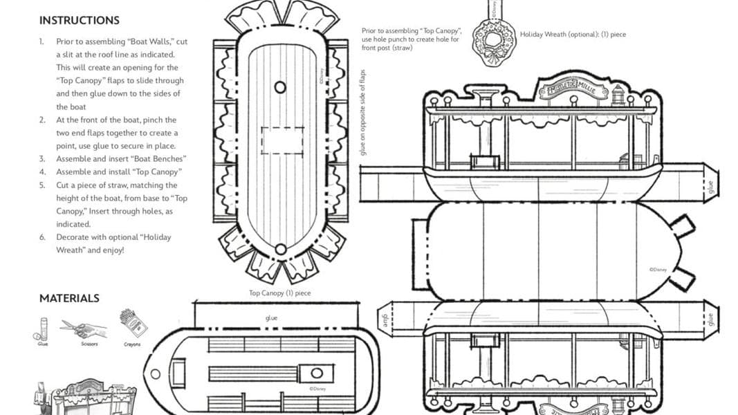 Build Your Own Paper Jungle Cruise Boat, Big Thunder Mountain Train, Astro Orbitor, and More with Walt Disney Imagineering’s “12 Days of DIY Ornaments” Printables
