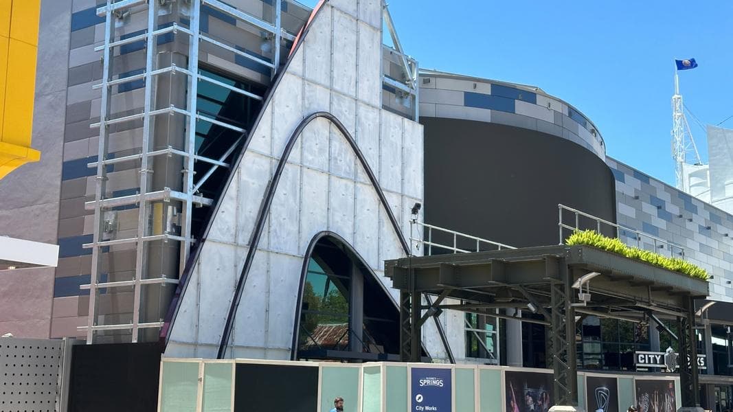 Level99 Exterior Decoration Takes Shape at Disney Springs