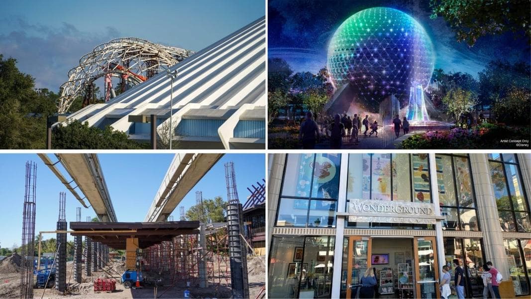 WDWNT Daily Recap (2/20/21): New Details on Spaceship Earth Lighting, Polynesian Resort Construction Progressing, Park Passes Booked Today, TRON Lightcycle /Run Canopy Supports Repositioned, Wonderground Gallery Reopens, and More
