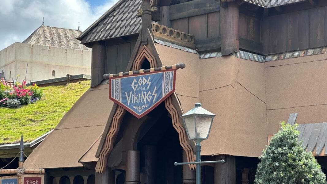 PHOTOS: Norway Pavilion Stave Church Gallery Building Undergoing Refurbishment at EPCOT