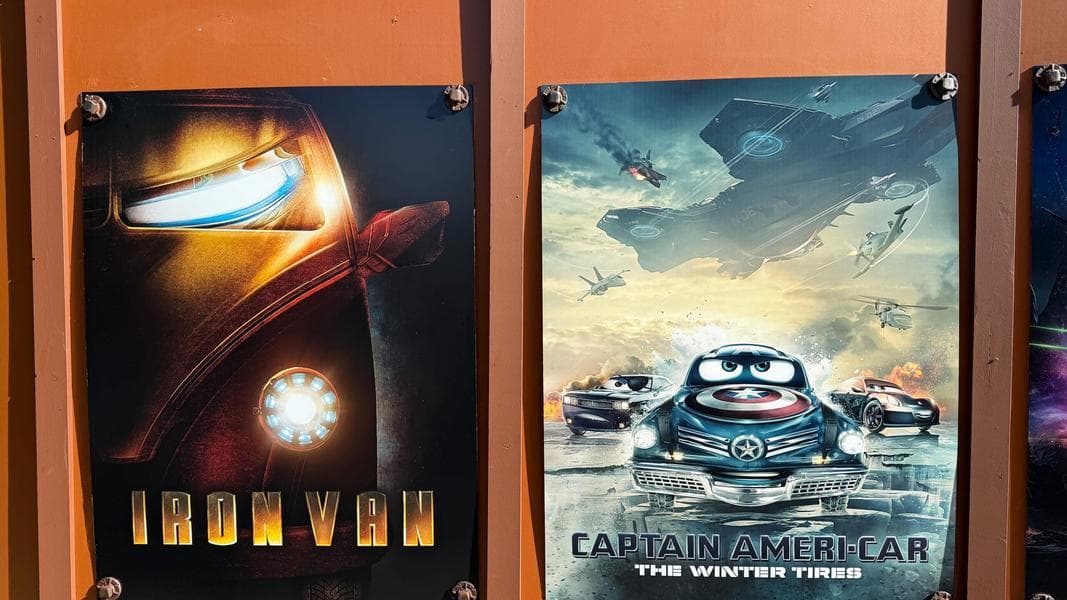 Marvel Parody Posters Added to Cars Land Construction Walls at Disney California Adventure