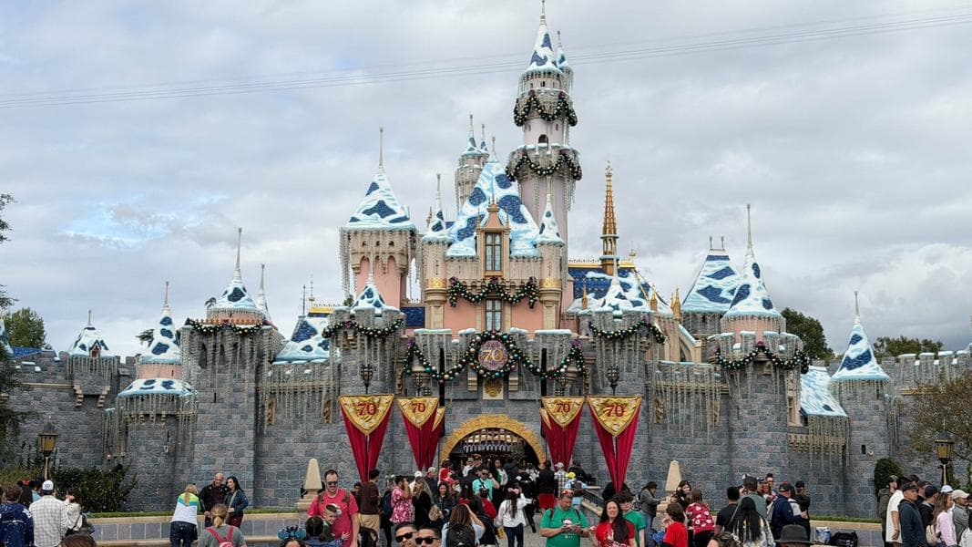 Disneyland Gets Holiday Versions of 70th Anniversary Banners