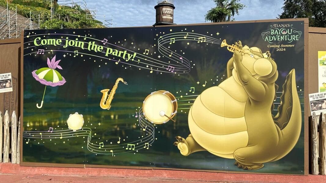 PHOTOS: Tiana’s Bayou Adventure Construction Walls Completely Redecorated