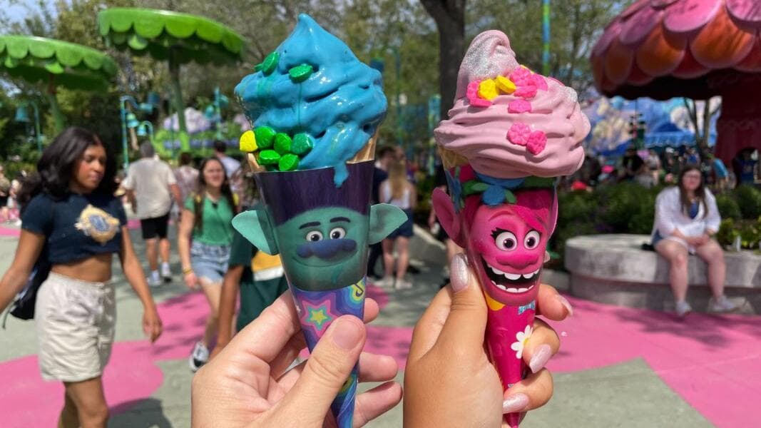 REVIEW: Brozone Berry and Poppy-licious Pink Ice Cream From Trolls Treats in DreamWorks Land