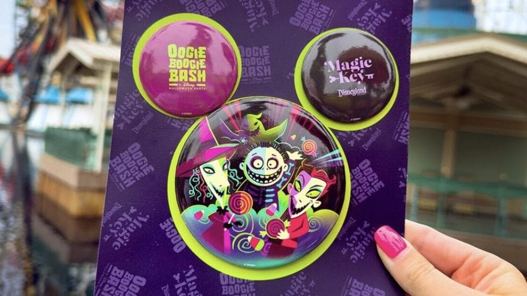 Nightmare Before Christmas Commemorative Button Set Releasing for Magic Key Holders at Oogie Boogie Bash 2025