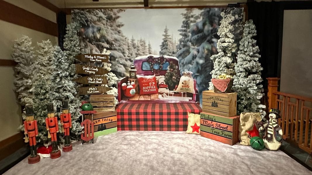 Mickey’s Main Street Tree Farm Holiday Backdrop at Disney Springs PhotoPass Studio