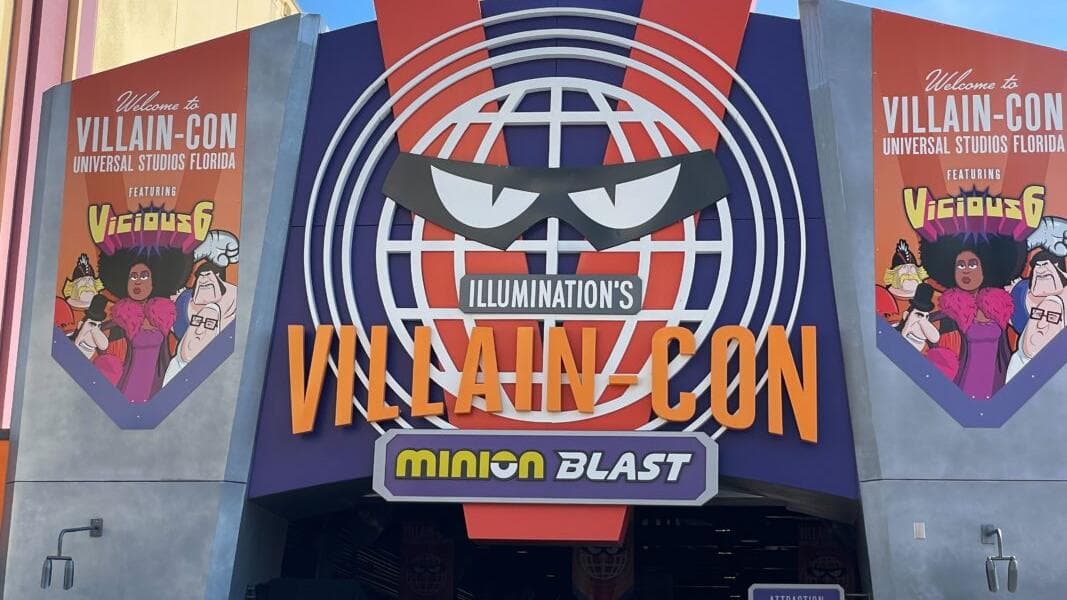 PHOTOS: Express Entrance Sign Covered Ahead of Opening of Illumination’s Villain-Con Minion Blast at Universal Studios Florida