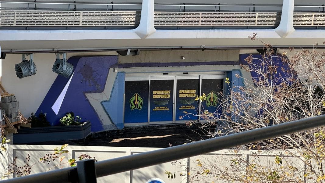 Pavement Torn Away in Front of Buzz Lightyear’s Space Ranger Spin