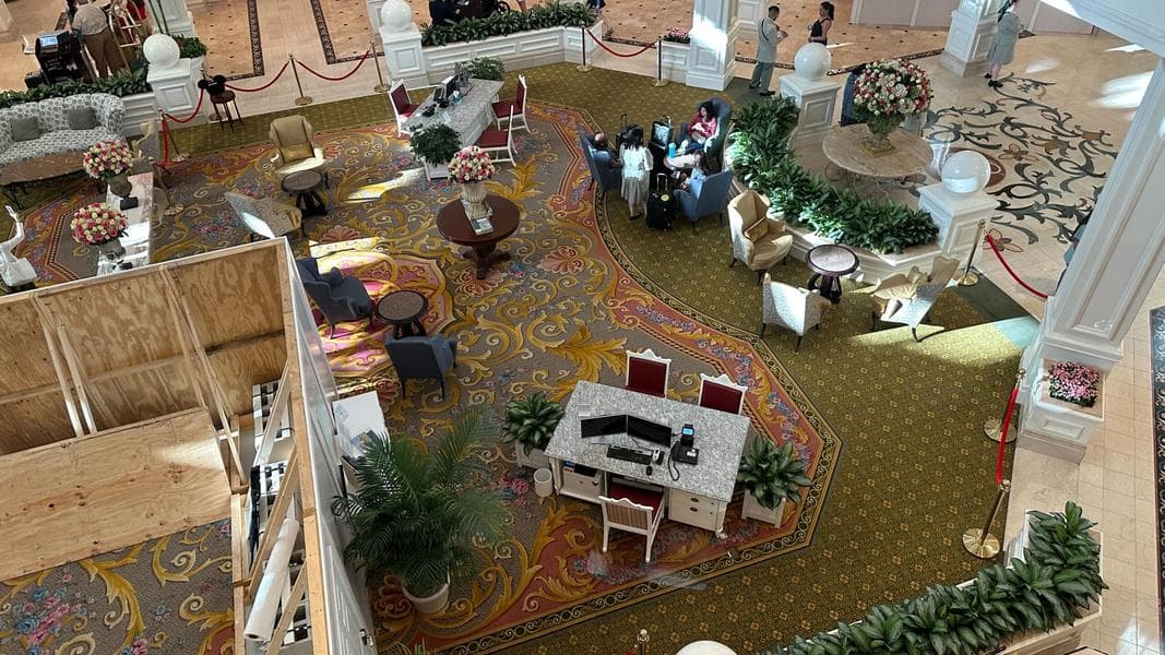 Check-in Moves, Garden Tea Room Blocked Off During Ongoing Grand Floridian Lobby Remodel
