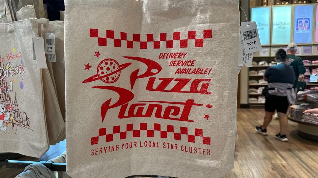 Pizza Planet, Mickey, and Walt Disney World Canvas Tote Bags