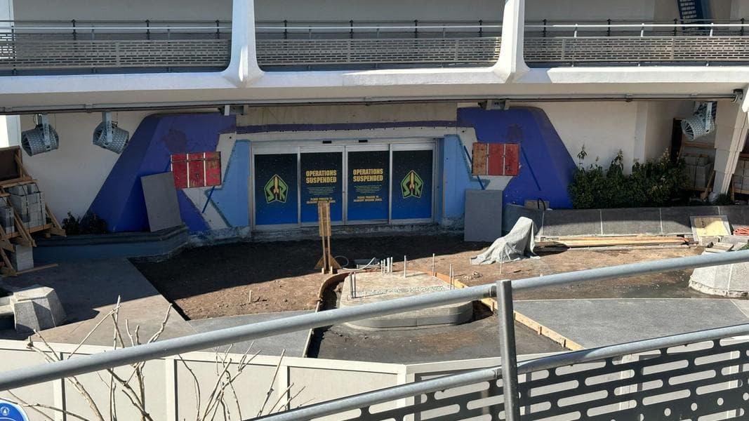 More Concrete Outside Buzz Lightyear’s Space Ranger Spin in Magic Kingdom